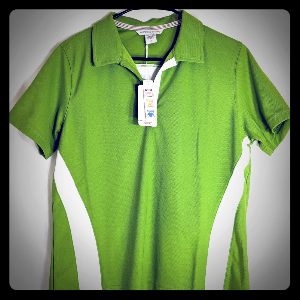 North End Sport Women's LG Pique Polo w/ Stripe